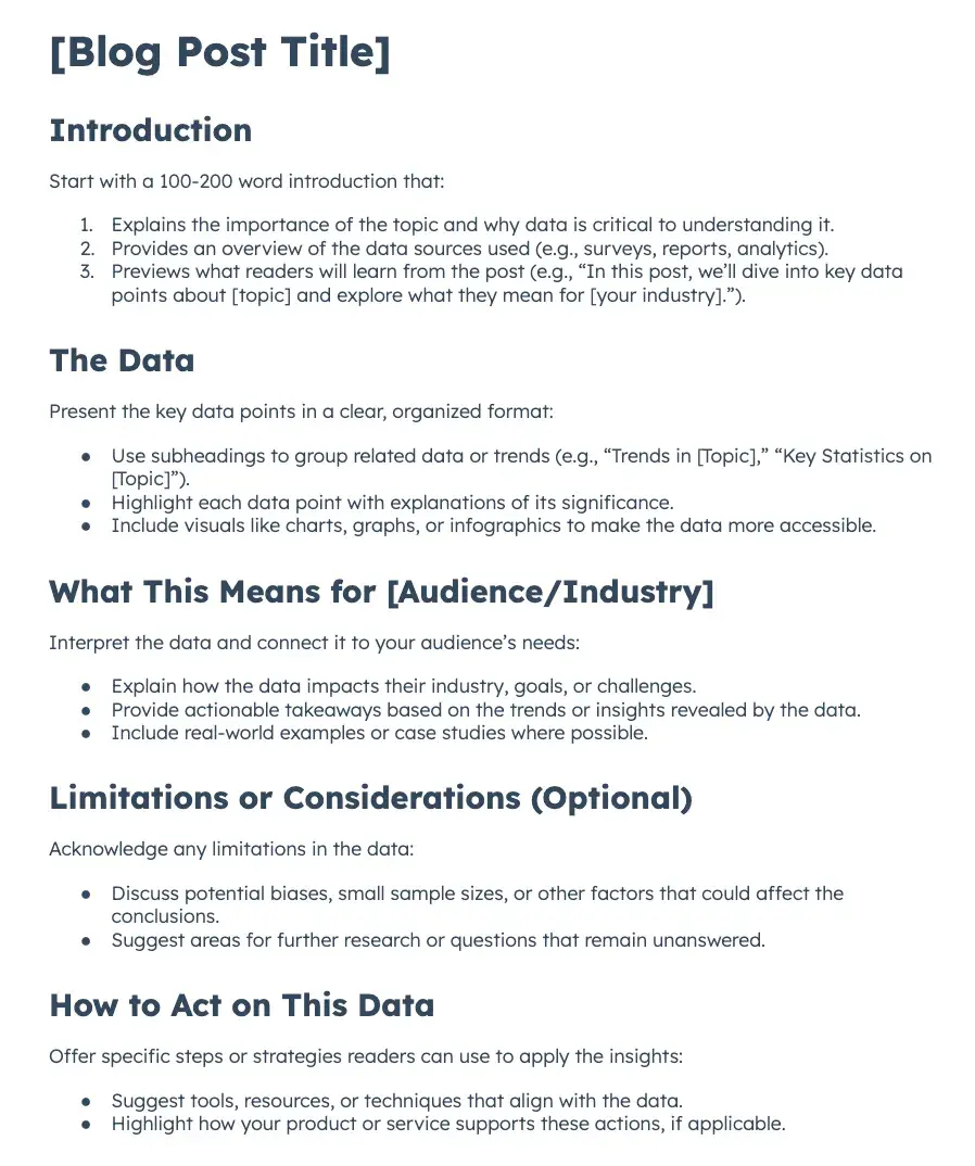 hubspot’s free data-driven blog post template google docs