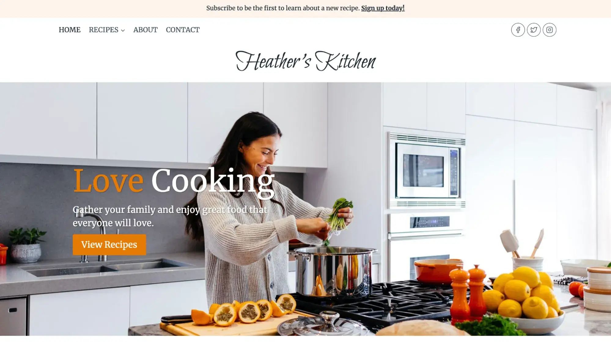 food blog website templates: kadence