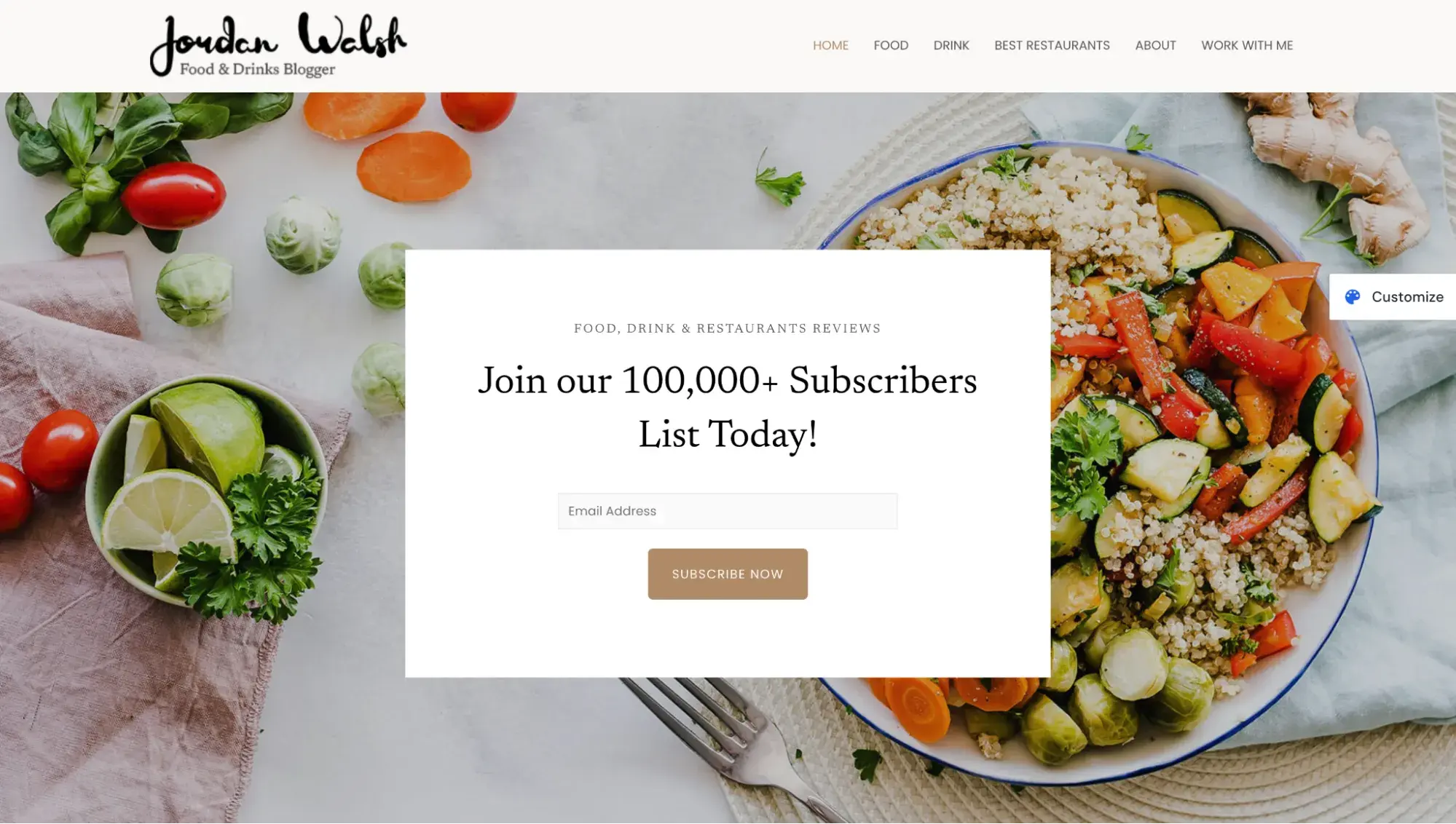 food blog website templates: astra