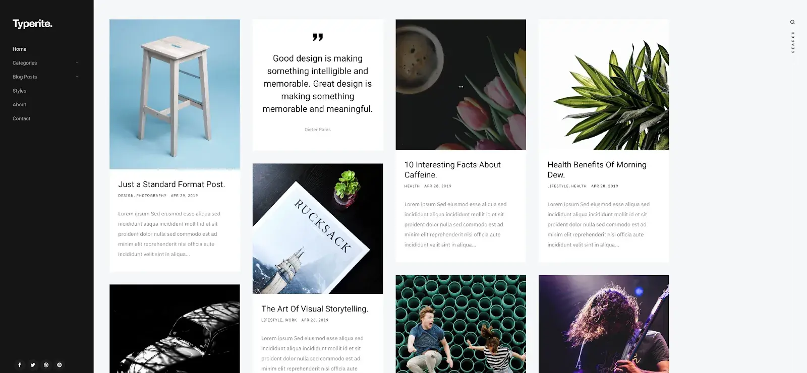 minimalist blog website templates: typewrite