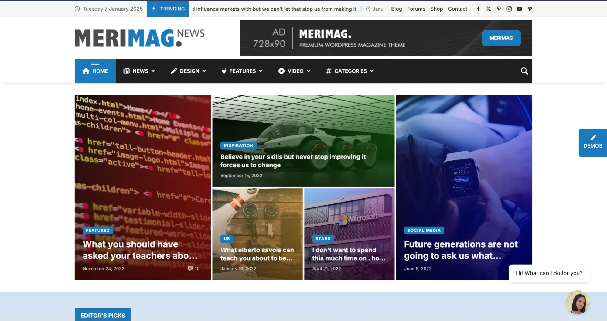 news blog templates: merimag