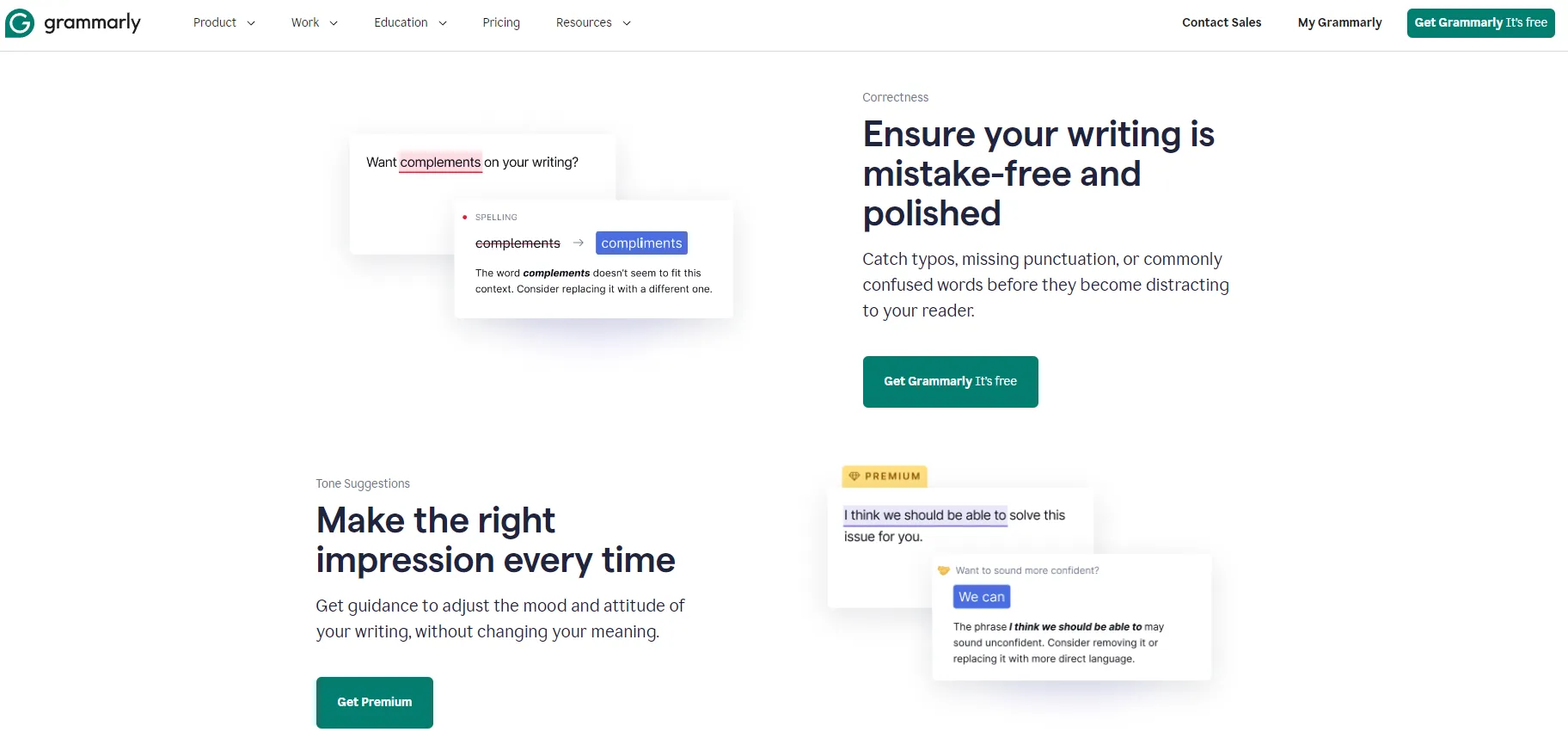 Blogging tool grammarly dashboard screenshot