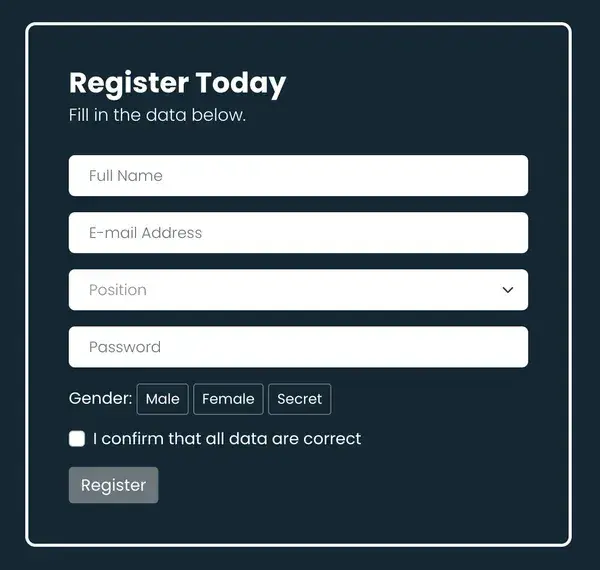 sign up form bootstrap template