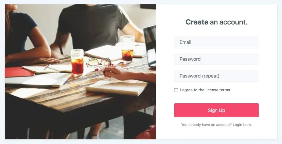 sign up form bootstrap template