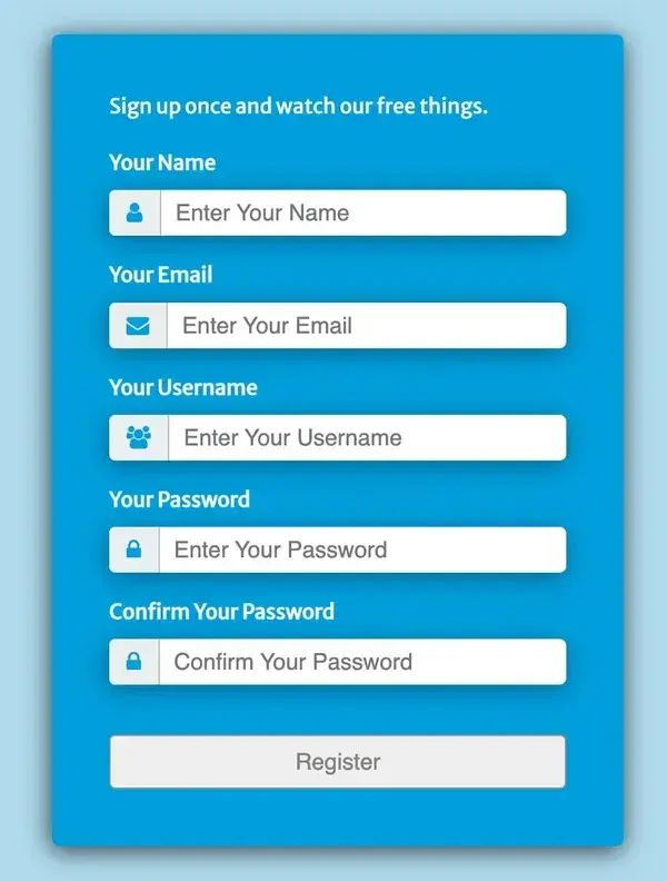 bootstrap form template example: registration form 