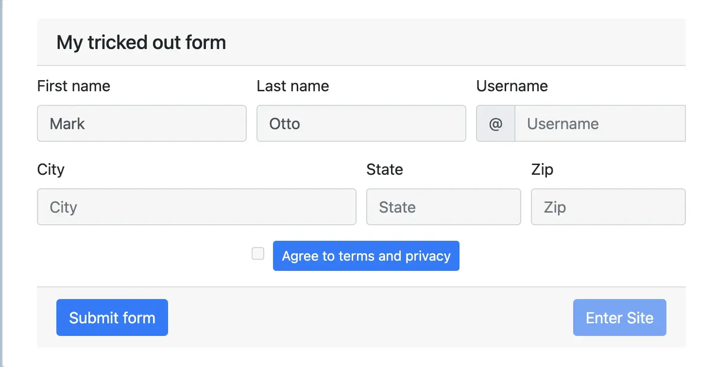 bootstrap form template example: HTML & CSS form