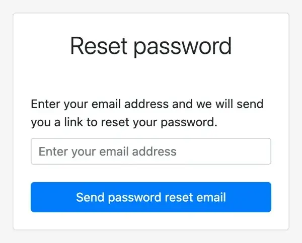 bootstrap form template example: reset password form