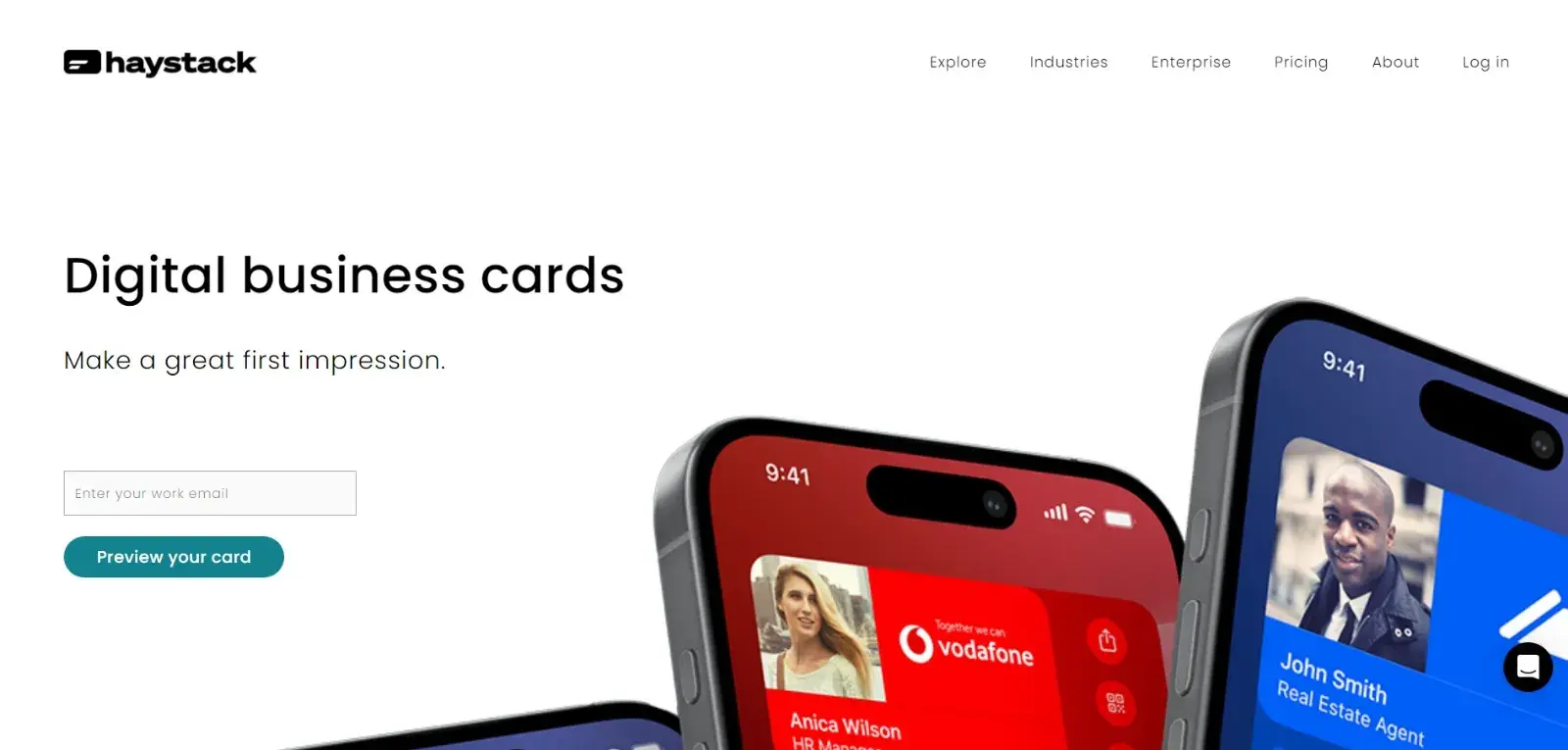 best business card scanner app; Haystack homepage