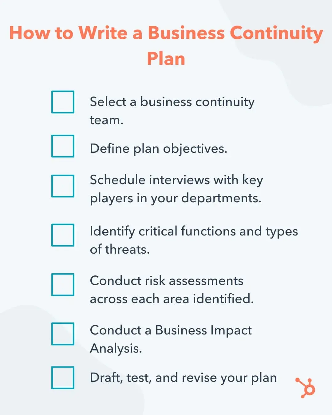 checklist for how to write a business continuity plan