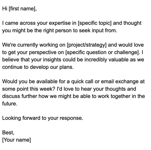 screenshot of a first meeting business email template using gmail