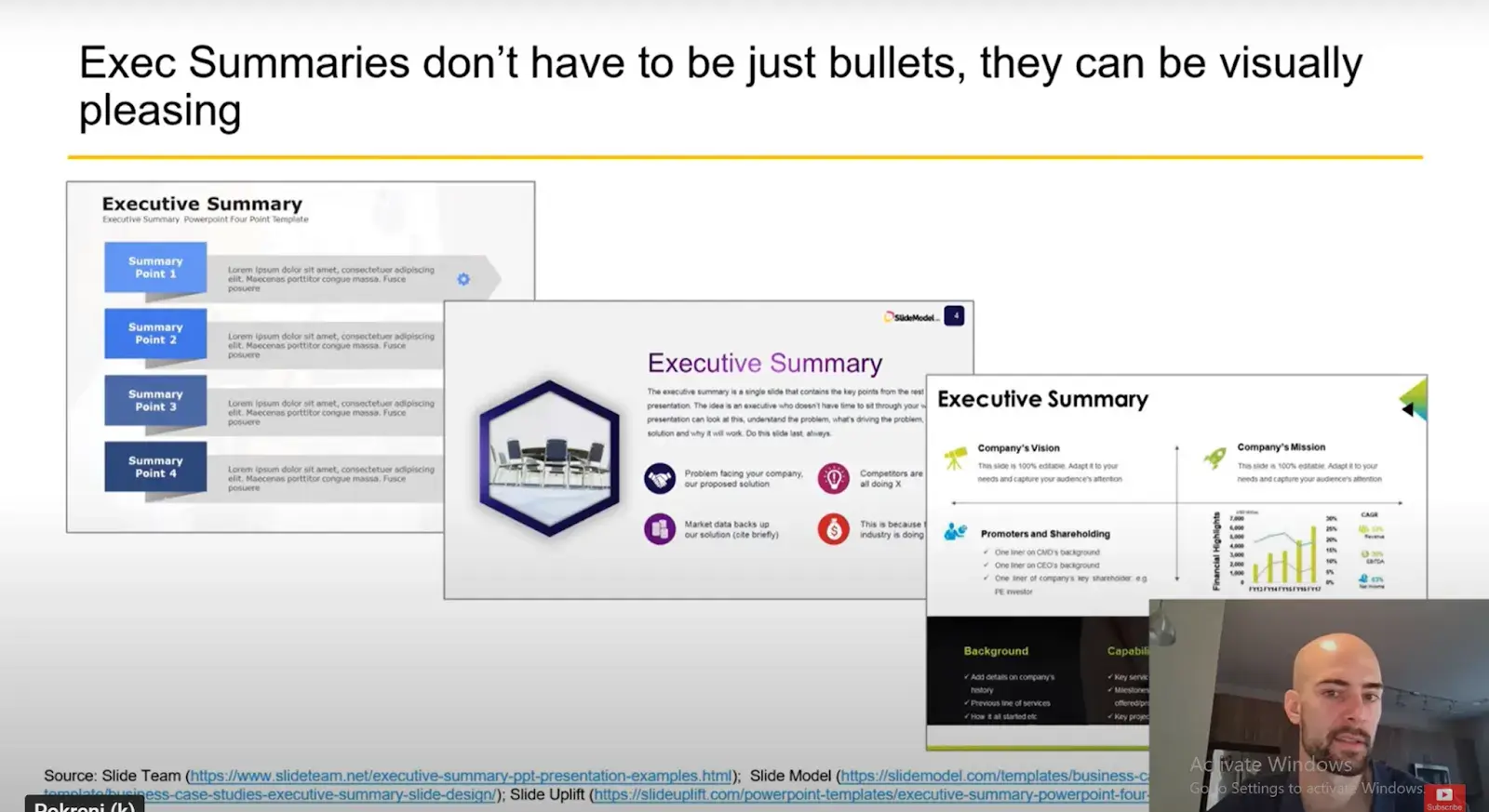 Business plan layout: A clip from Felix Haller’s tutorial