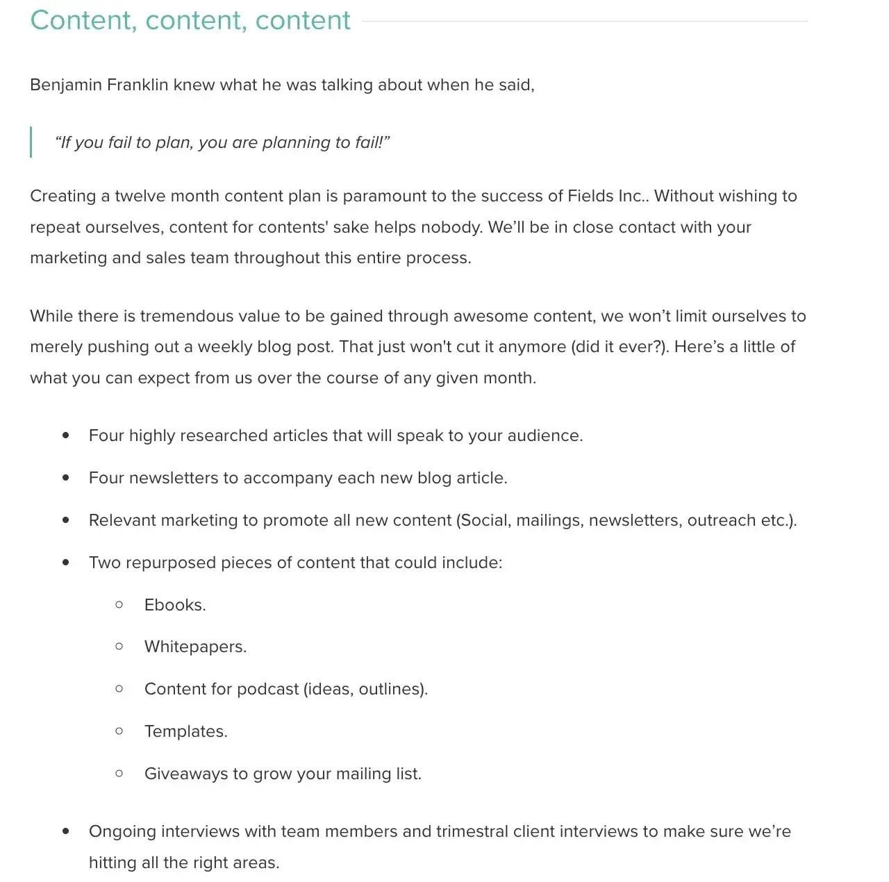 content marketing proposal template, business proposal template