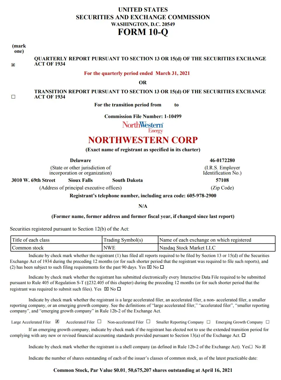 التقارير الرابية المالية في 10-Q https://www.northwesternenergy.com/docs/default-source/default-document-library/about-us/investors/financials