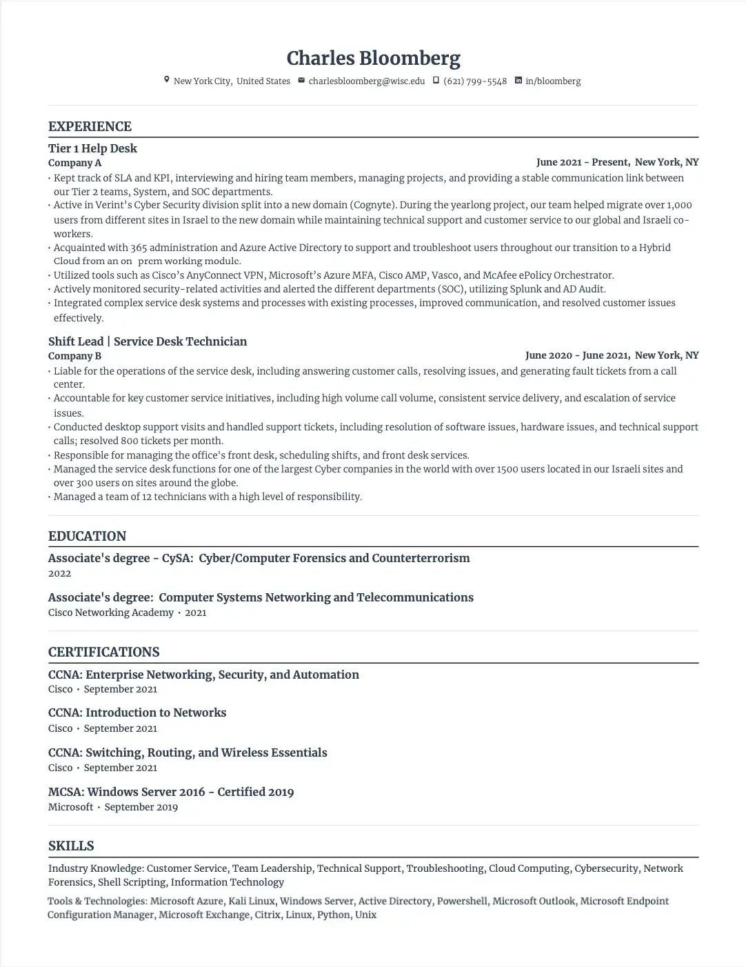 ></center></p><p>This resume was made with AI resume-builder, Rezi , and it shows you what a typical call center resume for customer support would look like.</p><p>The resume features a classic text-based design, making it easy for text-readers to screen it and its headers and sections make it easy for the hiring team to skim through it. This resume showcases the candidate’s two most recent positions that include experience valuable to a call center.</p><p>What I like: During the creation process, Rezi allowed me to start with a sample from the field of my choosing and then customize the sample. This is a great option for people who may not know where to start but can draft a great resume once they’ve found their footing.</p><p>Whether you choose to use one of the templates above or to start from scratch when making your own resume, there are some essential elements you should include, such as a summary, objectives, and skills.</p><p>I’ll get into each of these below.</p><p>Whether you're seeking an entry-level or executive position, I recommend including a concise summary at the beginning of your resume.</p><p>A well-crafted summary, typically consisting of two to four sentences, introduces your candidacy, encapsulates your relevant experiences, and highlights your unique value proposition to prospective employers.</p><p>Doing so provides a quick snapshot of your qualifications, making it easier for hiring managers who scan resumes to identify your strengths and potential fit for the position quickly.</p><p>An effective summary should provide a clear overview of your professional background while highlighting why you are a strong fit for the organization.</p><p>Doing so will showcase your qualifications and illustrate how your expertise aligns with the organization’s needs.</p><h2>Customer Service Resume Summary Examples</h2><p>Below are a few examples of customer service resume summaries to help you craft your own.</p><h2>1. Experienced Support Rep</h2><p>When applying for any position, it helps to showcase your experience performing in that role. Below is an example summary you can refer to from my colleague’s application for the HubSpot Support team.</p><p>“Experienced customer service rep seeking a support position with an expanding tech company. Possesses a bachelor’s degree in marketing communications and has over three years of experience in customer service roles. Highly skilled communicator who meets deadlines and ensures customer satisfaction.”</p><h2>2. Bilingual Service Rep</h2><p>Communication is key in customer service, and being able to communicate with people from all over the world makes you a much more attractive applicant.</p><p>If you can speak two or more languages, I recommend including that skill in your summary to distinguish yourself from other candidates.</p><p>Here’s an example from Cover Letters and Resume of an applicant who speaks both English and Spanish:</p><p>“Friendly and outgoing Customer Service Representative with 8+ years of experience, looking to increase the customer experience at the ABC Company. Expert in taking and entering orders, managing accounts, and resolving complaints. Familiar with the processes of customer needs assessment, quality standards for services, and customer retention. Bilingual: English/Spanish.”</p><h2>3. Skilled Customer Service Rep</h2><p>When it comes to customer service, some companies are more concerned with the candidate’s soft skills than they are with their technical or product knowledge.</p><p>Soft skills like active listening and emotional intelligence can be much harder to teach than using or troubleshooting a product. I’ve heard from many recruiters that training hard skills is rarely an issue so the soft skills can really make or break a candidate, especially for a customer-facing role like in a call center.</p><p>Take a look at this summary from Indeed that highlights the applicant’s ability to build meaningful relationships with customers:</p><p>“Energetic Customer Service Representative with 3+ years of experience resolving complex customer inquiries. Passionate about building strong customer relationships, driving brand loyalty, and increasing customer engagement.”</p><h2>4. Call Center Team Lead</h2><p>As a team lead, you’re responsible for managing employees and meeting deadlines set by the call center manager. This requires strong communication skills as well as the ability to plan and execute campaigns.</p><p>When applying for this role, your summary should indicate you’re an organized, goal-oriented worker capable of meeting deadlines and have strong leadership skills.</p><p>Here’s a good example of a team lead summary provided by myperfectresume.com :</p><p>“Results-oriented Team Leader with expertise in invoicing, document control, and financial reporting. Effective at managing diverse [teams] to accomplish business goals. Detail-oriented and efficient, with strengths in both project and time management.”</p><h2>5. Call Center Manager</h2><p>As a call center manager, your summary should highlight your team-building skills and ability to meet goals.</p><p>In this example I got from Day Job , the candidate does this by showcasing her ability to problem-solve and provide others with constructive feedback.</p><p>While this summary may be a little long for some recruiters, it demonstrates the applicant’s potential value to the company. Remember, the more senior the position, the longer certain requirements can be.</p><p>“A goal-oriented and flexible Call Center Manager who can accept constructive feedback and then rectify any shortcomings. Maxine is super energetic with a passion for not just achieving but exceeding targets. She can demonstrate a stable career history and has a proven track record of winning new business and driving sales revenue. She is keen to join a company that offers exciting career opportunities and promising earning potential for hard-working, driven professionals.”</p><p>To increase your chances of success when applying for a call center job, you must clearly communicate your career goals. Consider including a section outlining your short-term objectives directly below your summary.</p><p>By doing so, you can demonstrate your interest in the position and provide context for how this opportunity fits into your overall career trajectory.</p><p>I’ve seen candidates make the mistake of explaining that their objective is to get the job they’re applying for. In this case, someone would include something like, “My objective is to find a position in a call center.” However, the recruiter can safely assume that’s the case if you’re applying for a call center position.</p><p>A good objective outlines what you hope to achieve in that position, as it can also show the hiring manager what you are capable of doing for the company.</p><p>Here is a list of recommended objectives for your call center resume.</p><p><center><a href=