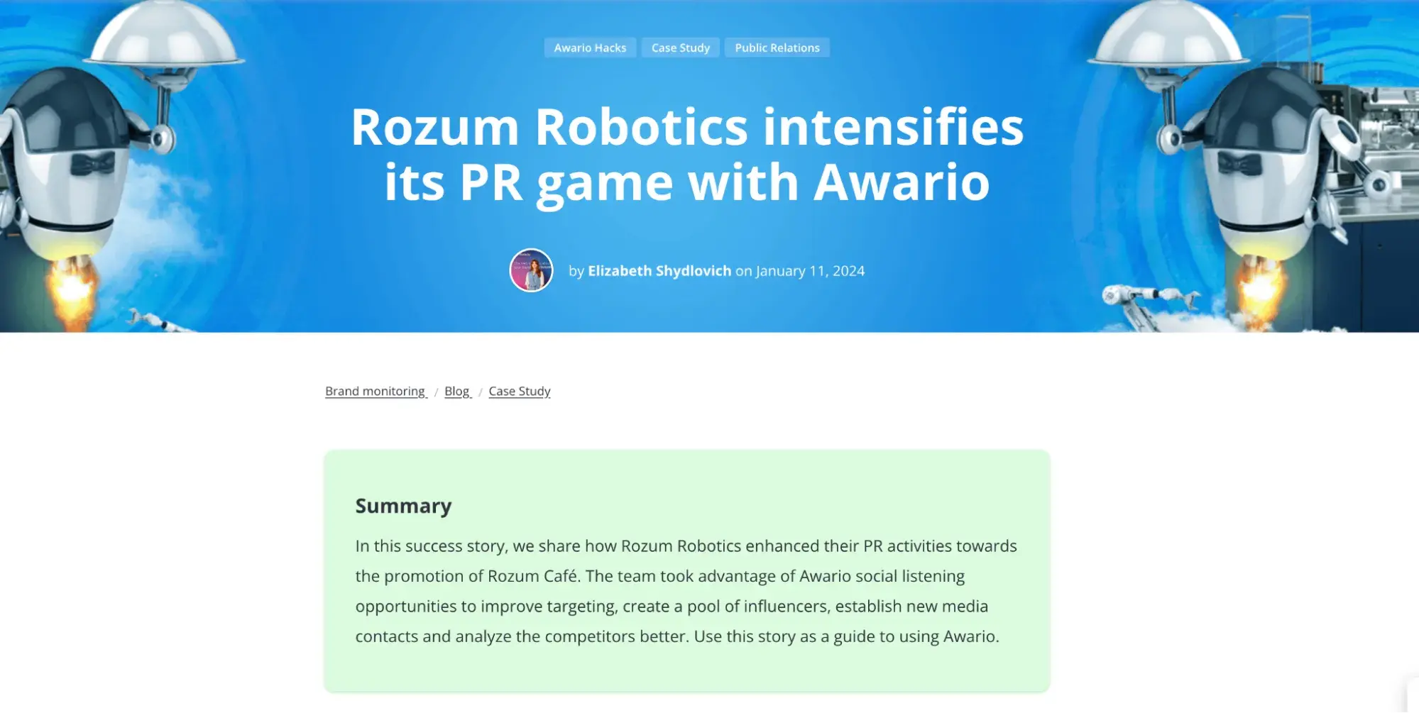 marketing case study examples, rozum robotics improve pr with awario