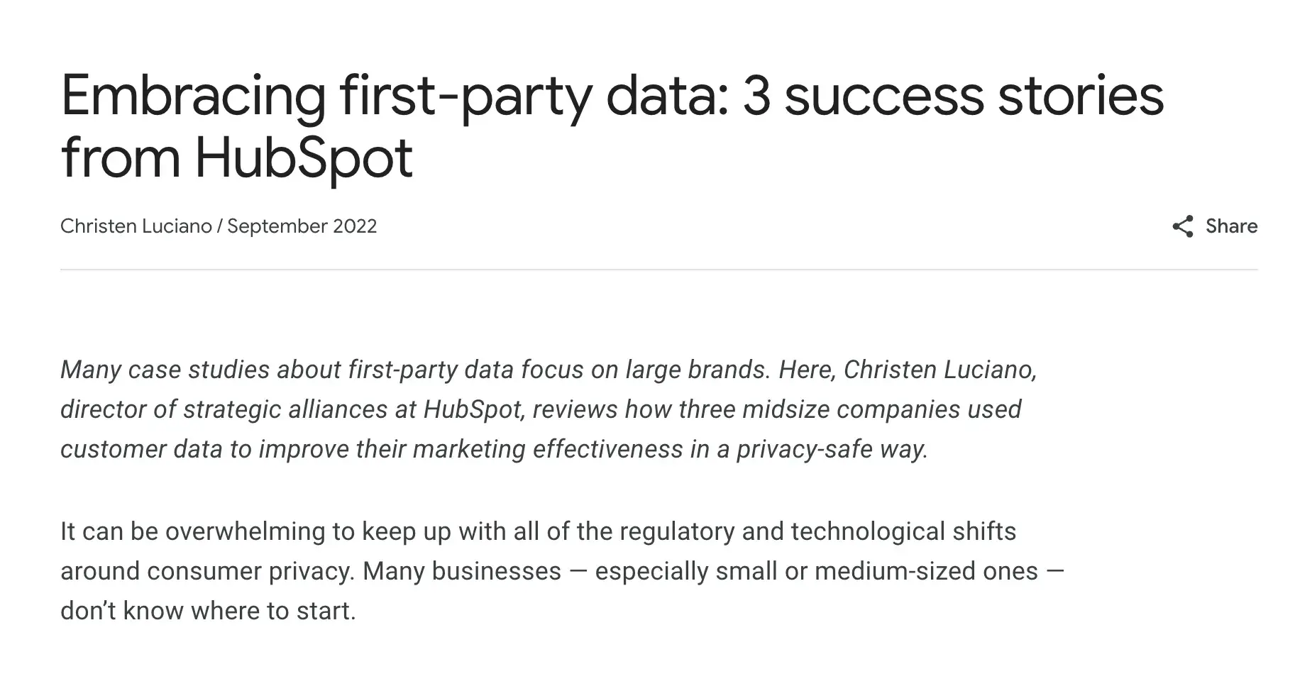 marketing case study examples, first party data case study