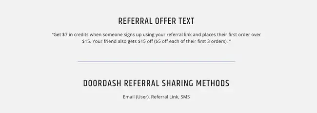 screenshot of doordash referral program with referral slogan