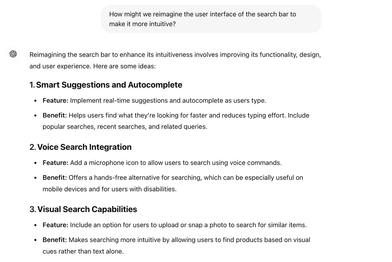 chat gpt for ux design prompt, how might we reimagine the user interface of the search bar to make it more intuitive 