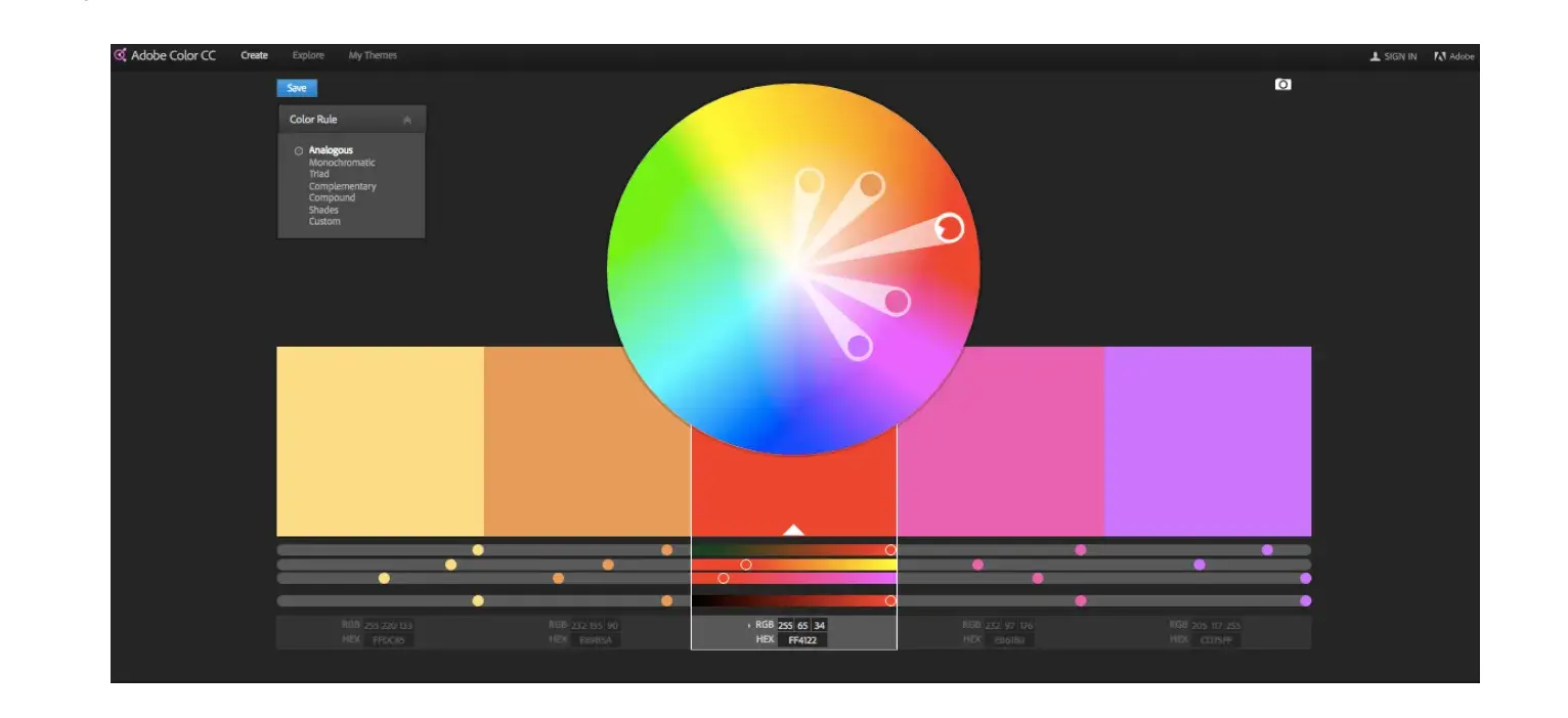 Screen cap of Adobe Color.