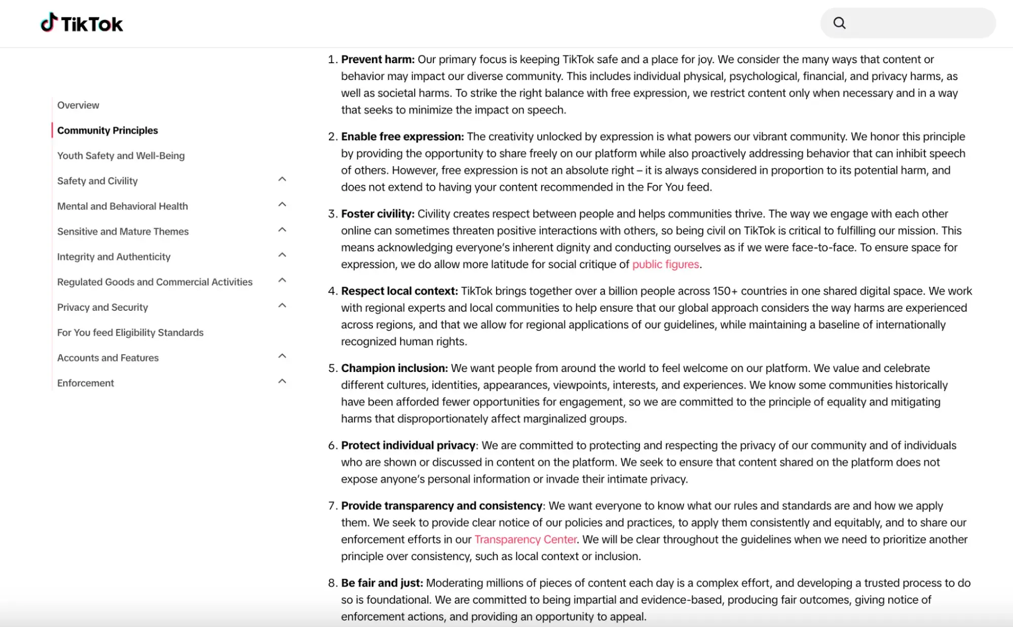 Examples of community management best practices, TikTok Community Guidelines, preventing harm, enabling free expression, nurturing civility, respecting local contexts, championing inclusion, protecting personal privacy, providing transparency and consistency, being fair and equitable 