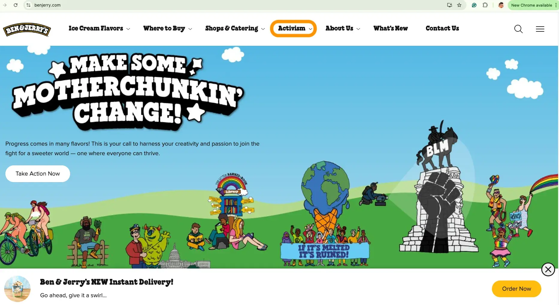 ben & jerry’s website homepage