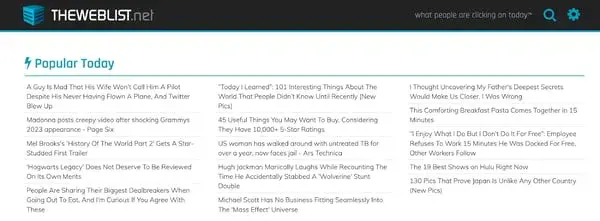 The Web List blog content aggregator site