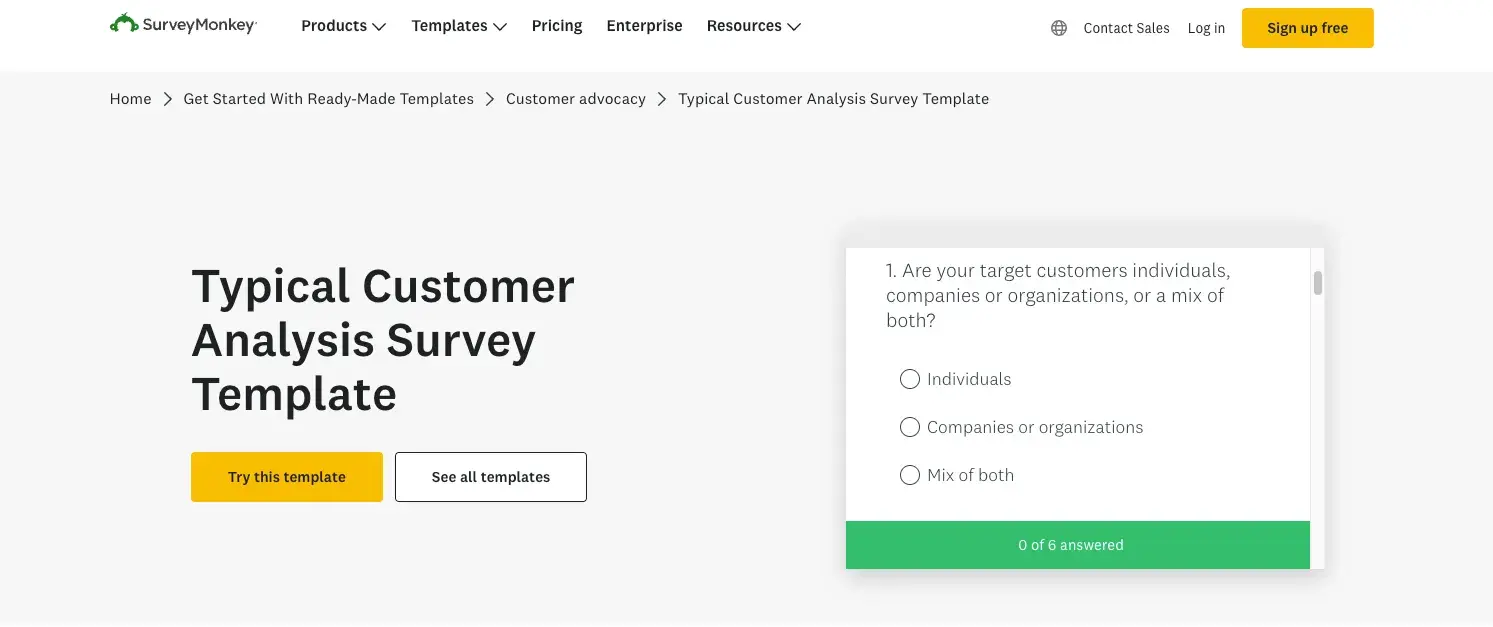 Screen capture of SurveyMonkey, a platform used to collect data used as an example of content mapping software for personal building.