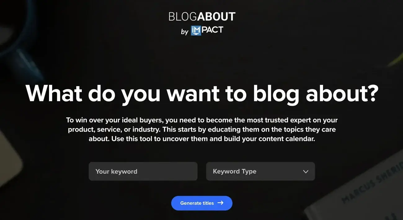 screenshot of blogabout’s product