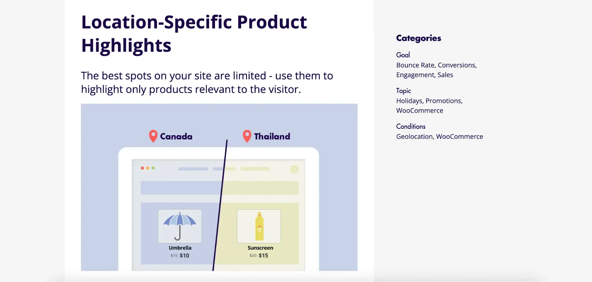 personalization and content management: Content customization example using location