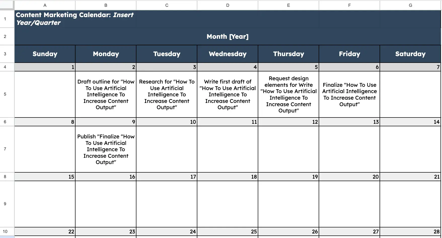 hubspot content marketing calendar