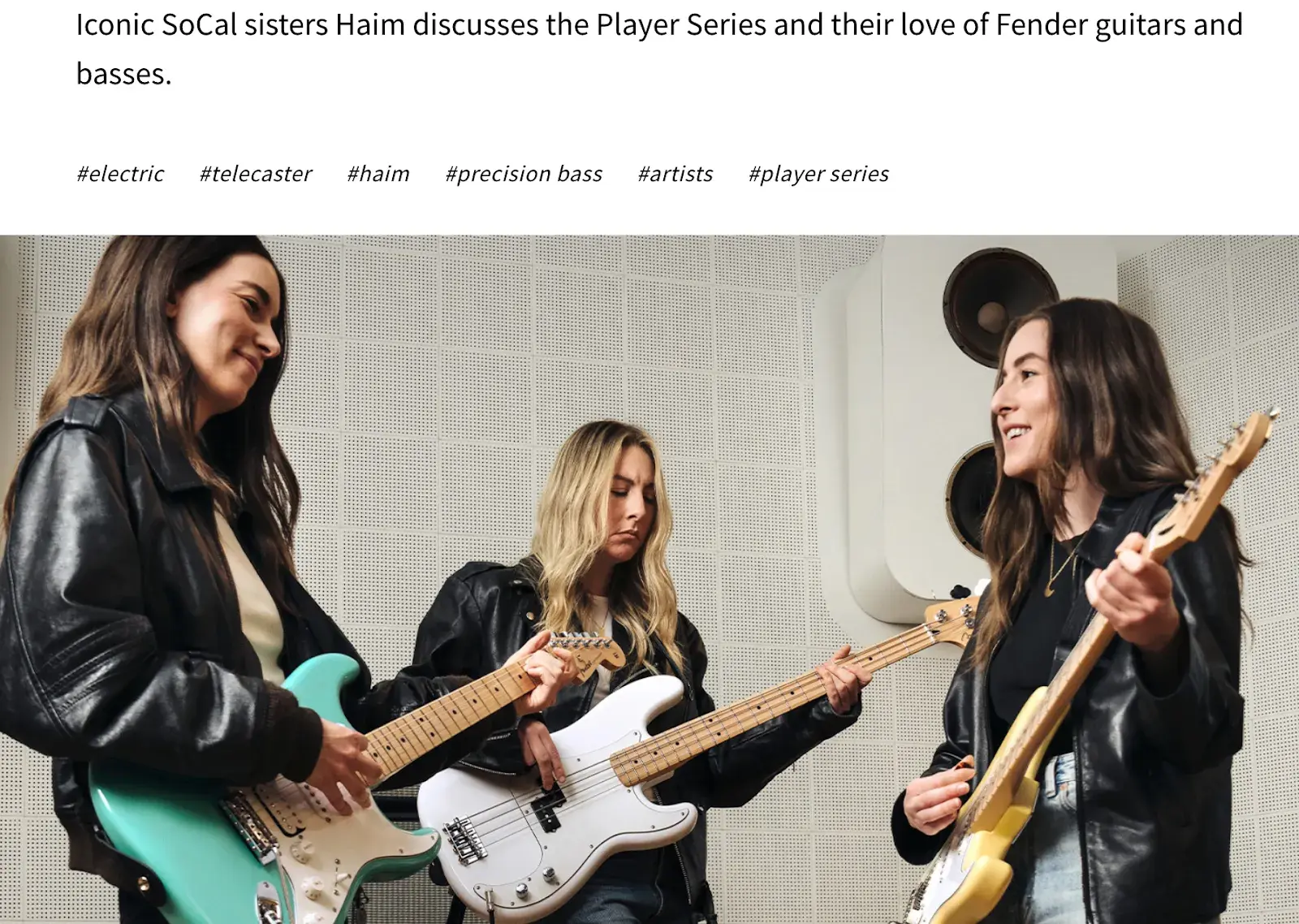 screenshot of an article by fender