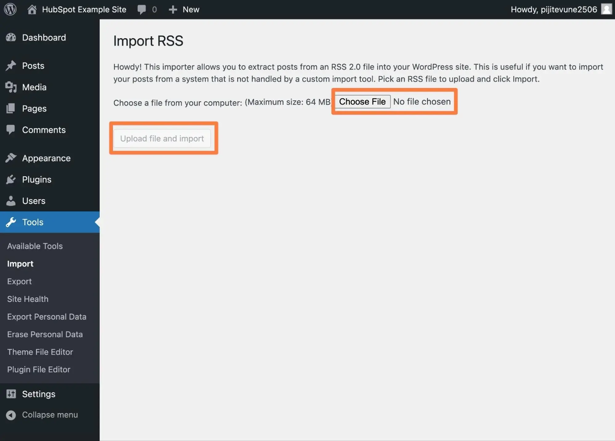 Upload your Wix RSS feed to migrate posts to WordPress.