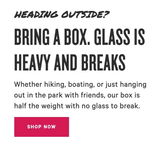 marketing copywriting, really good boxed wine