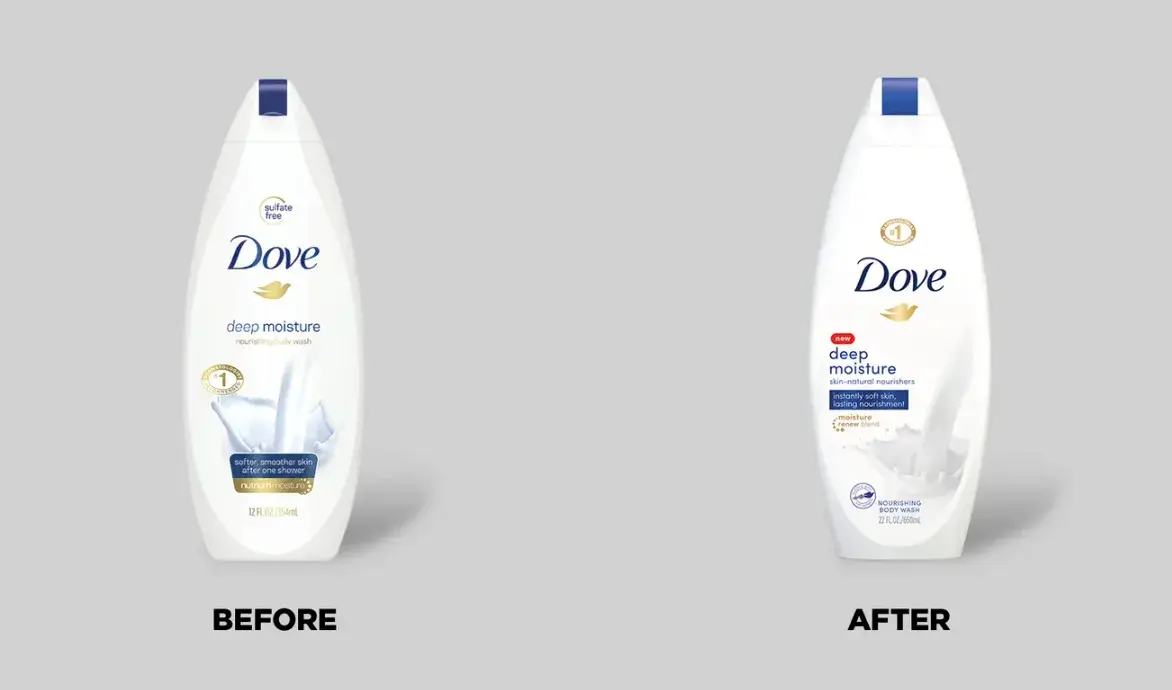 dove packaging design change, example of cpg branding