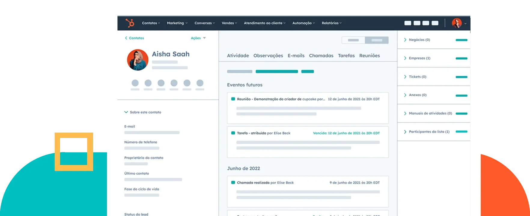 Interface do CRM da HubSpot