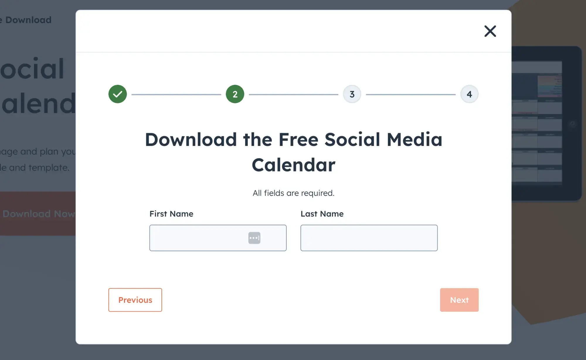 free social media calendar from HubSpot