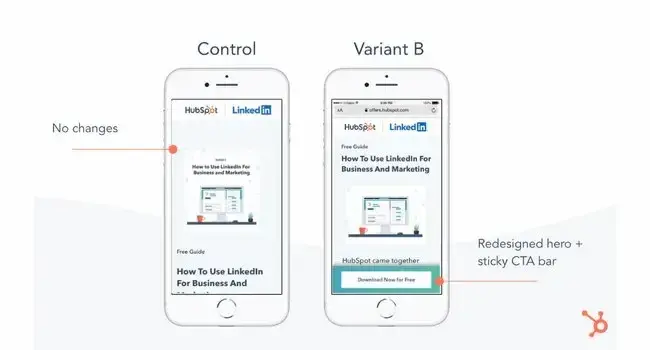 HubSpot tested four mobile CTA design variants