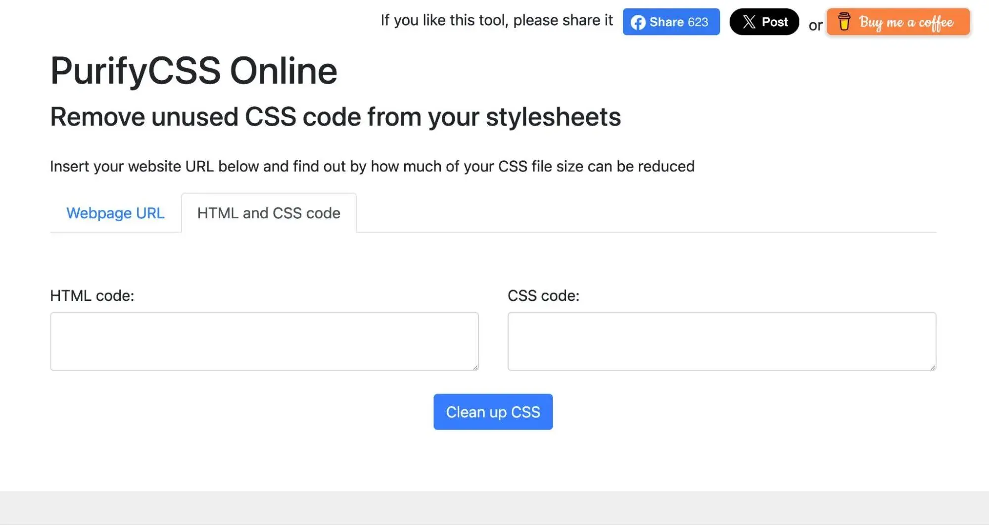 CSS tools: The PurifyCSS browser-based version website