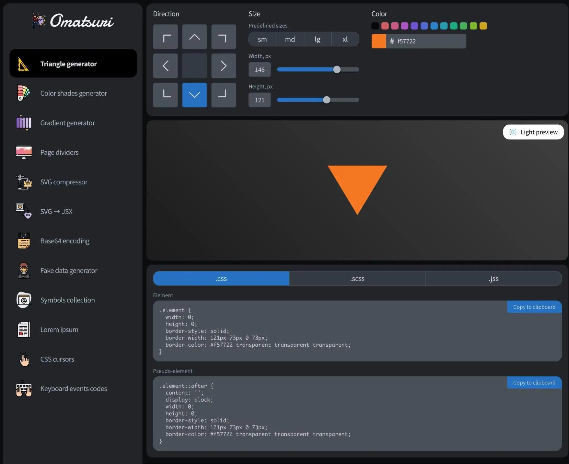 CSS tools: The CSS triangle tool in Omatsuri