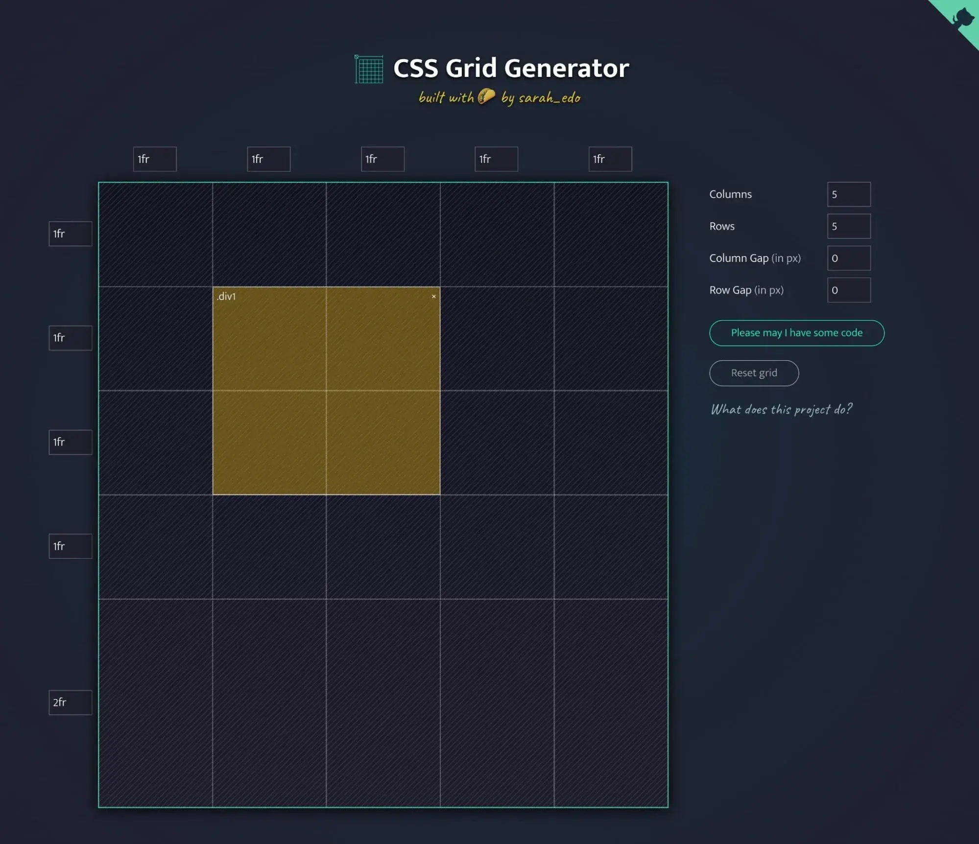 CSS tools: An example of the CSS Grid Generator tool