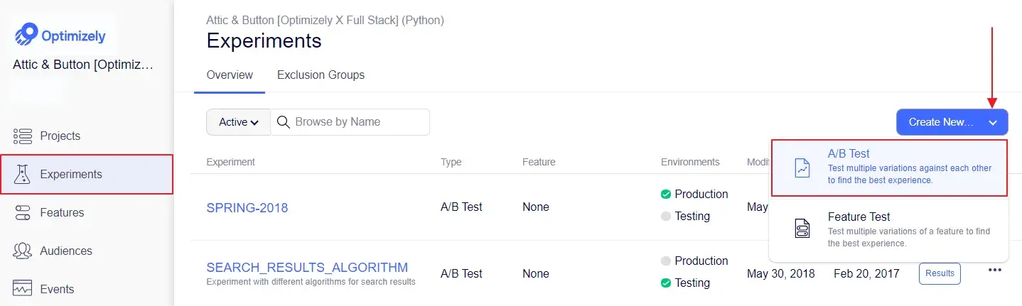 A/B testing with Optimizely