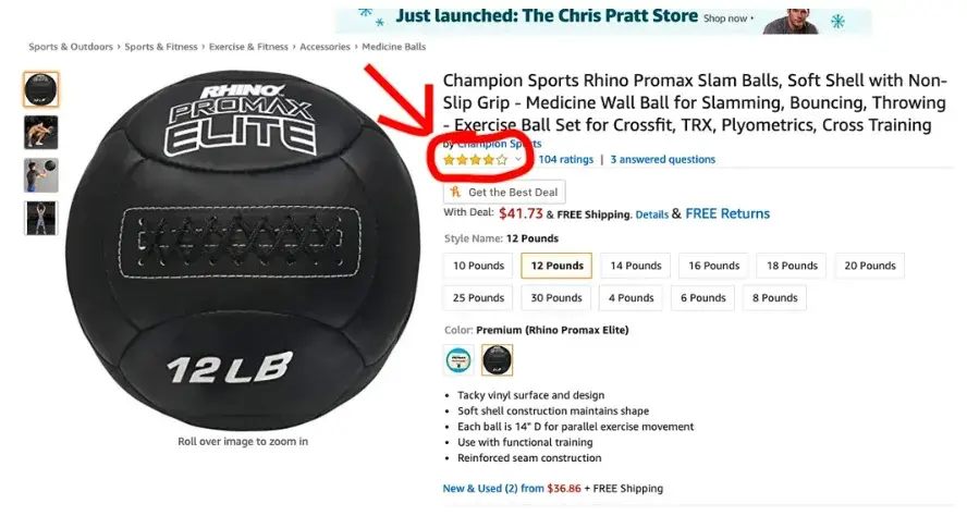 amazon product page with customer ratings openly displayed