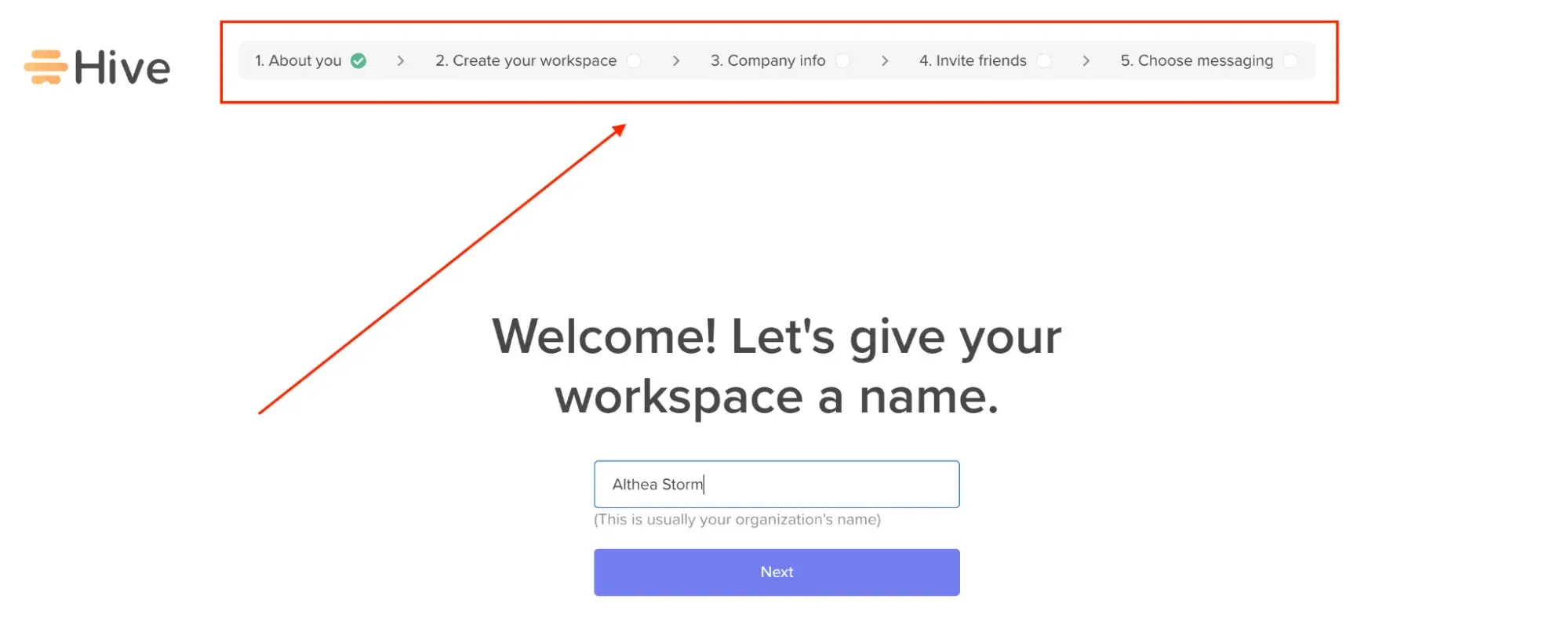 customer onboarding example from Hive