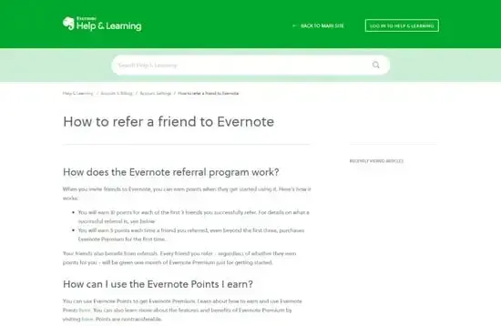 customer referral program, evernote