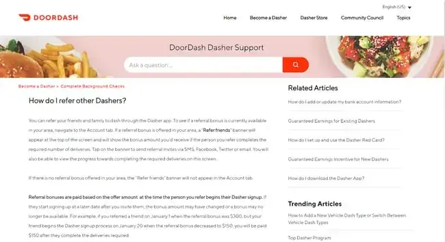 customer referral program, doordash