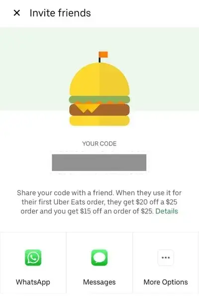 customer referral program, uber eats