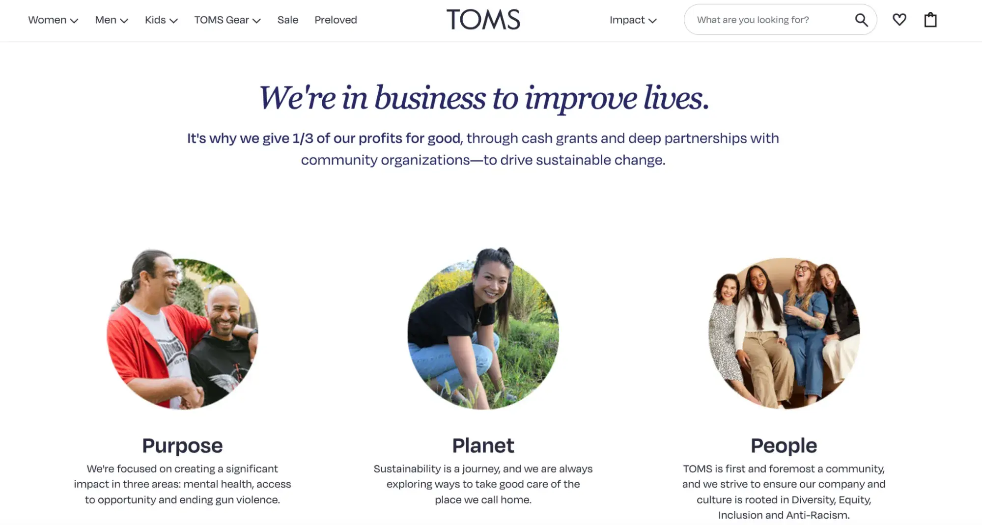 customer retention plan example, TOMS