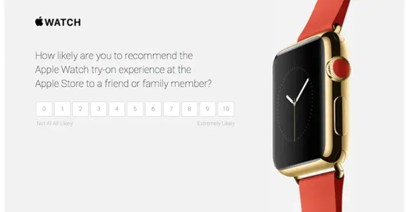 apple watch try-on experience nps survey, customer satisfaction survey examples