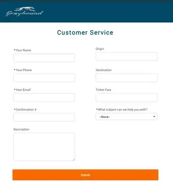 greyhound customer service form for submitting feedback or complaints, customer satisfaction survey examples