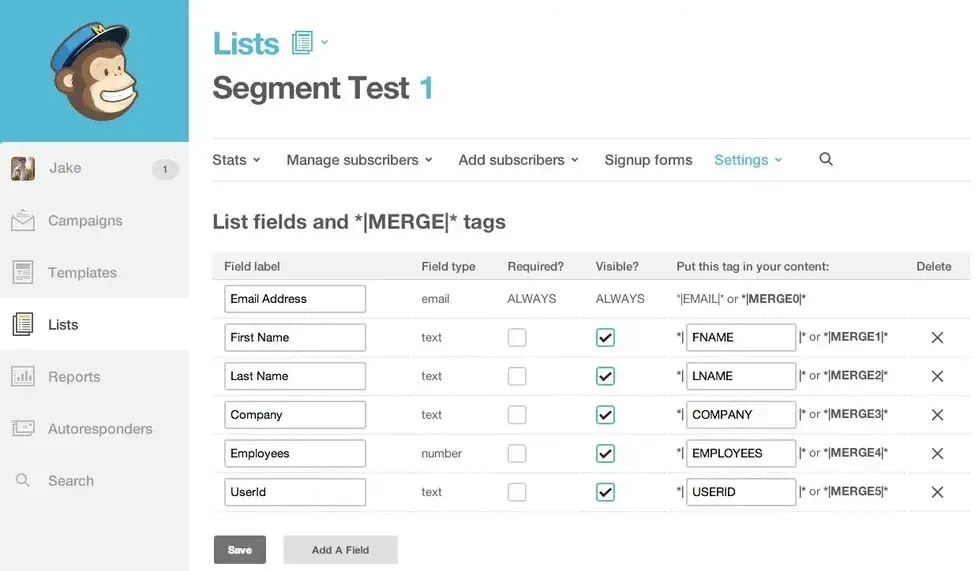 customer segmentation example, mail chimp